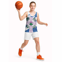 Scotland Celtic Cross Basketball Jersey Thistle Flowers - Wonder Print Shop