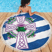 Scotland Celtic Cross Beach Blanket Thistle Flowers - Wonder Print Shop
