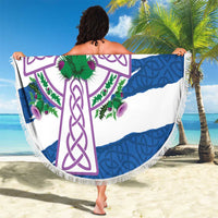 Scotland Celtic Cross Beach Blanket Thistle Flowers - Wonder Print Shop