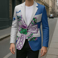 Scotland Celtic Cross Blazer Thistle Flowers - Wonder Print Shop