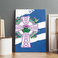 Scotland Celtic Cross Canvas Wall Art Thistle Flowers - Wonder Print Shop