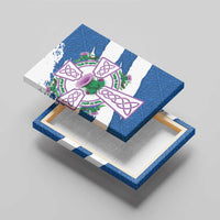 Scotland Celtic Cross Canvas Wall Art Thistle Flowers - Wonder Print Shop