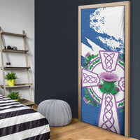 Scotland Celtic Cross Door Cover Thistle Flowers - Wonder Print Shop