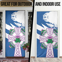 Scotland Celtic Cross Door Cover Thistle Flowers - Wonder Print Shop