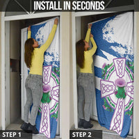 Scotland Celtic Cross Door Cover Thistle Flowers - Wonder Print Shop