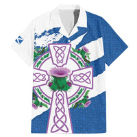 Scotland Celtic Cross Family Matching Mermaid Dress and Hawaiian Shirt Thistle Flowers - Wonder Print Shop