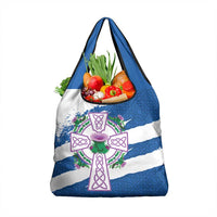 Scotland Celtic Cross Grocery Bag Thistle Flowers - Wonder Print Shop