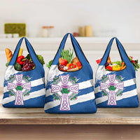 Scotland Celtic Cross Grocery Bag Thistle Flowers - Wonder Print Shop