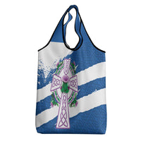Scotland Celtic Cross Grocery Bag Thistle Flowers - Wonder Print Shop