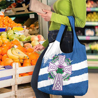 Scotland Celtic Cross Grocery Bag Thistle Flowers - Wonder Print Shop