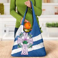 Scotland Celtic Cross Grocery Bag Thistle Flowers - Wonder Print Shop
