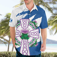 Scotland Celtic Cross Hawaiian Shirt Thistle Flowers - Wonder Print Shop