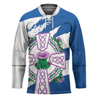 Scotland Celtic Cross Hockey Jersey Thistle Flowers - Wonder Print Shop