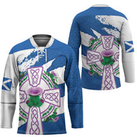 Scotland Celtic Cross Hockey Jersey Thistle Flowers - Wonder Print Shop