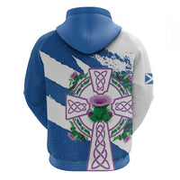 Scotland Celtic Cross Hoodie Thistle Flowers - Wonder Print Shop