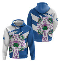 Scotland Celtic Cross Hoodie Thistle Flowers - Wonder Print Shop