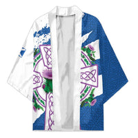 Scotland Celtic Cross Kimono Thistle Flowers - Wonder Print Shop