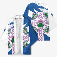 Scotland Celtic Cross Kimono Thistle Flowers - Wonder Print Shop