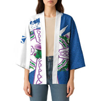 Scotland Celtic Cross Kimono Thistle Flowers - Wonder Print Shop