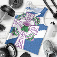 Scotland Celtic Cross Men Tank Top Thistle Flowers - Wonder Print Shop