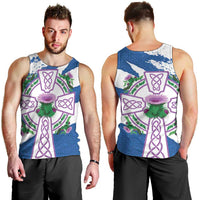 Scotland Celtic Cross Men Tank Top Thistle Flowers - Wonder Print Shop
