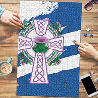 Scotland Celtic Cross Puzzle Thistle Flowers - Wonder Print Shop