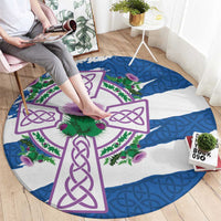 Scotland Celtic Cross Round Carpet Thistle Flowers - Wonder Print Shop