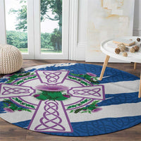 Scotland Celtic Cross Round Carpet Thistle Flowers - Wonder Print Shop