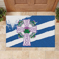 Scotland Celtic Cross Rubber Doormat Thistle Flowers - Wonder Print Shop