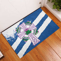 Scotland Celtic Cross Rubber Doormat Thistle Flowers - Wonder Print Shop