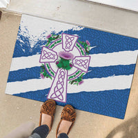 Scotland Celtic Cross Rubber Doormat Thistle Flowers - Wonder Print Shop
