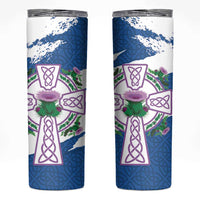Scotland Celtic Cross Skinny Tumbler Thistle Flowers - Wonder Print Shop