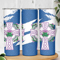 Scotland Celtic Cross Skinny Tumbler Thistle Flowers - Wonder Print Shop