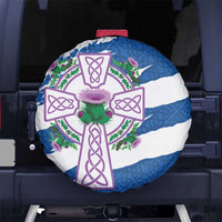 Scotland Celtic Cross Spare Tire Cover Thistle Flowers - Wonder Print Shop