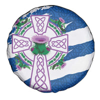 Scotland Celtic Cross Spare Tire Cover Thistle Flowers - Wonder Print Shop