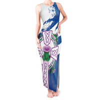 Scotland Celtic Cross Tank Maxi Dress Thistle Flowers - Wonder Print Shop