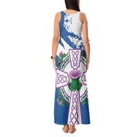 Scotland Celtic Cross Tank Maxi Dress Thistle Flowers - Wonder Print Shop
