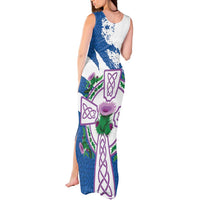 Scotland Celtic Cross Tank Maxi Dress Thistle Flowers - Wonder Print Shop