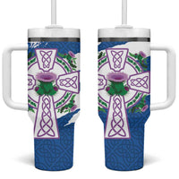 Scotland Celtic Cross Tumbler With Handle Thistle Flowers - Wonder Print Shop