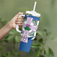 Scotland Celtic Cross Tumbler With Handle Thistle Flowers - Wonder Print Shop