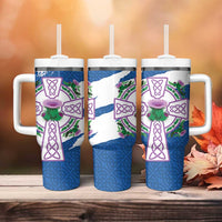 Scotland Celtic Cross Tumbler With Handle Thistle Flowers - Wonder Print Shop