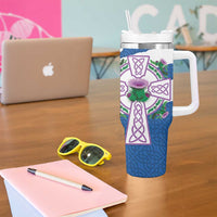 Scotland Celtic Cross Tumbler With Handle Thistle Flowers - Wonder Print Shop
