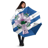 Scotland Celtic Cross Umbrella Thistle Flowers - Wonder Print Shop