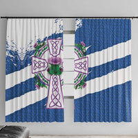 Scotland Celtic Cross Window Curtain Thistle Flowers - Wonder Print Shop