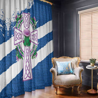 Scotland Celtic Cross Window Curtain Thistle Flowers - Wonder Print Shop