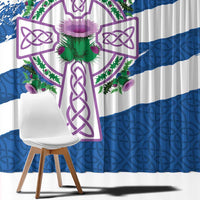 Scotland Celtic Cross Window Curtain Thistle Flowers - Wonder Print Shop