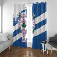 Scotland Celtic Cross Window Curtain Thistle Flowers - Wonder Print Shop