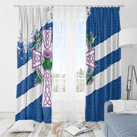 Scotland Celtic Cross Window Curtain Thistle Flowers - Wonder Print Shop