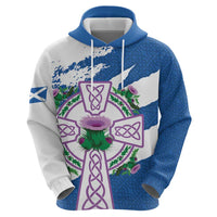 Scotland Celtic Cross Zip Hoodie Thistle Flowers - Wonder Print Shop