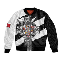 Isle of Man Celtic Cross Bomber Jacket Triskelion Emblem - Wonder Print Shop